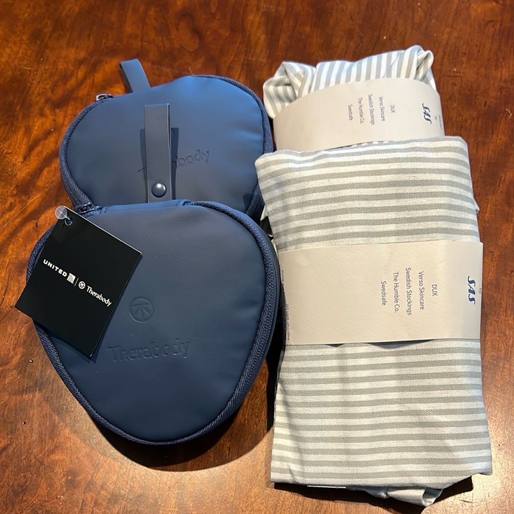 United Therabody and SAS Dux flight amenities kit